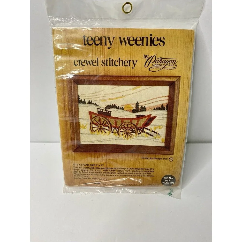 Paragon Crewel Stitchery Kit Teeny Weenies Wagon Kit 0171 Vintage New Craft